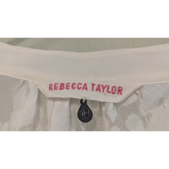 Rebecca Taylor White Burn Out Floral Long Sleeve Button Down Blouse Size 12 - Picture 4 of 9